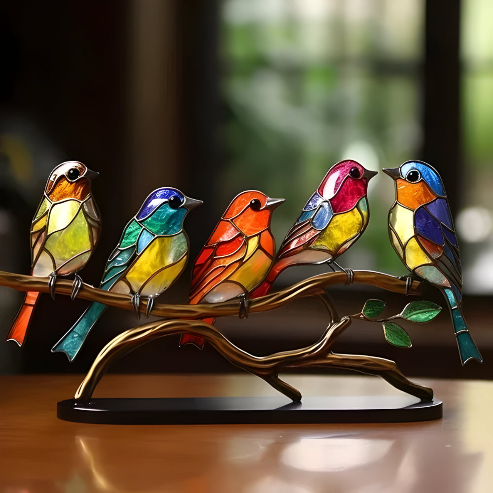 Dekofigur Vogel Buntes Acryl Kunstobjekt