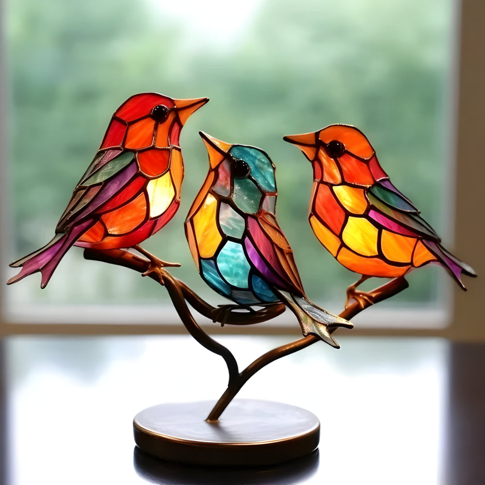 Dekofigur Vogel Buntes Acryl Kunstobjekt