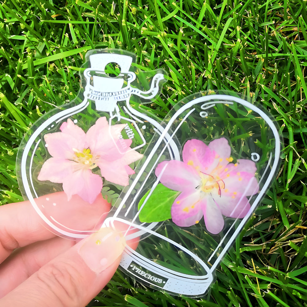 Lesezeichen Transparent Trockenblumen Handgemacht