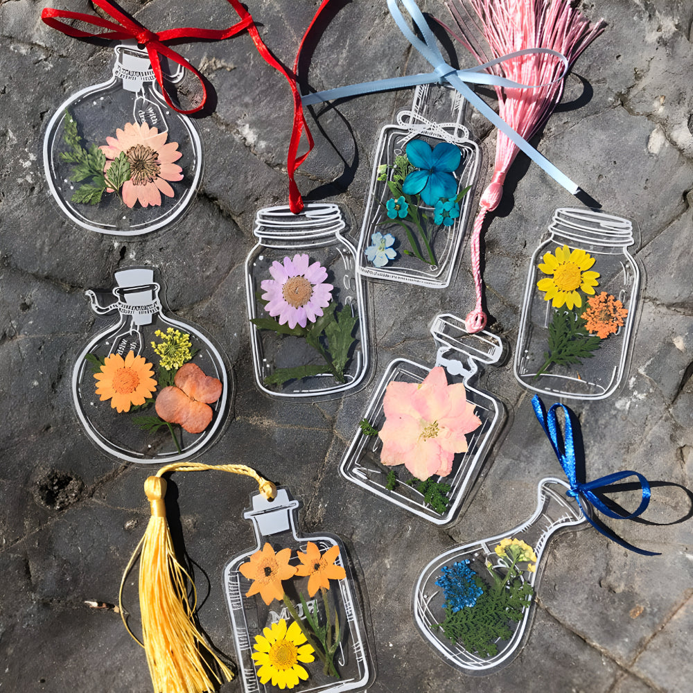 Lesezeichen Transparent Trockenblumen Handgemacht