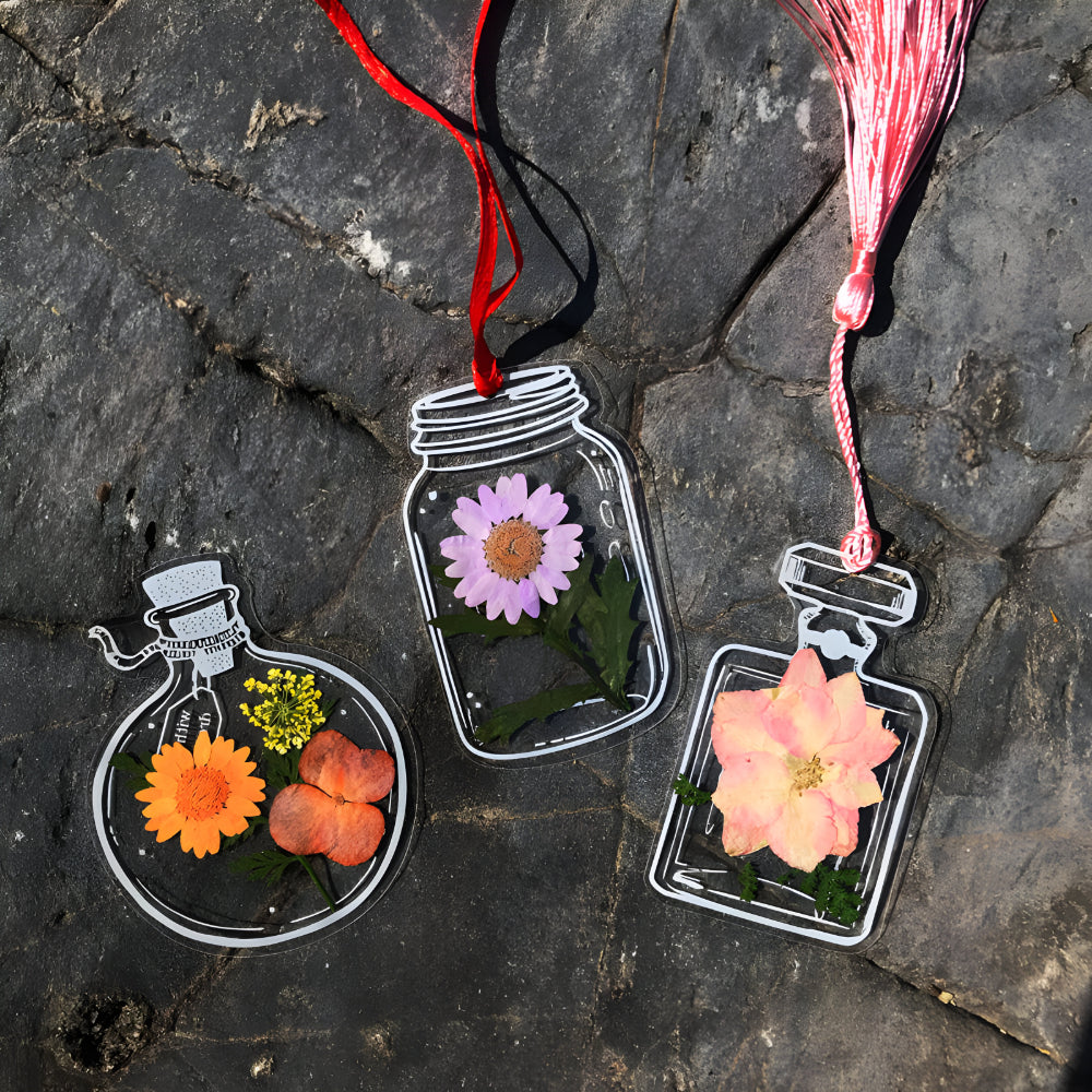 Lesezeichen Transparent Trockenblumen Handgemacht