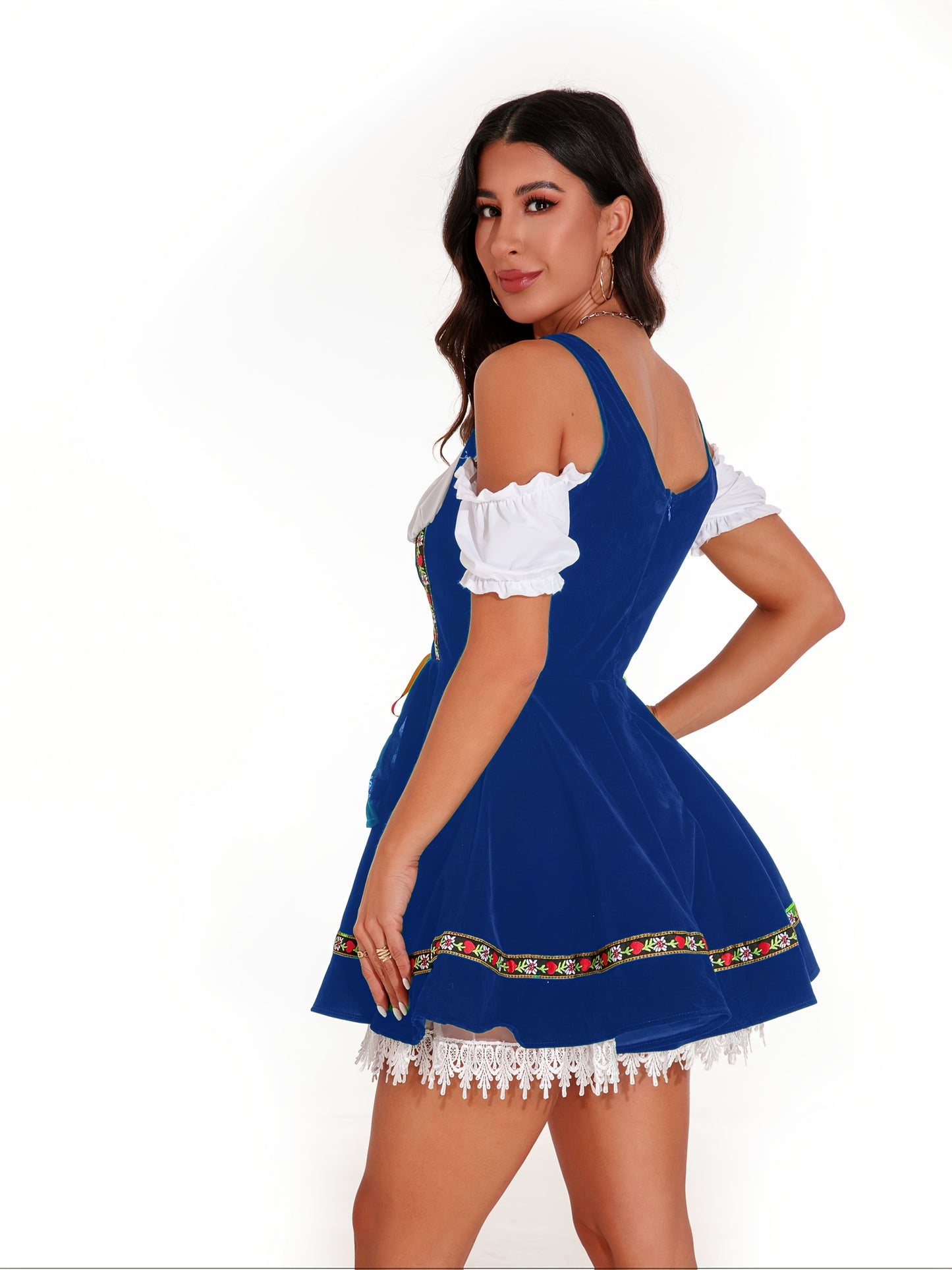 Damen Oktoberfest Schulterfrei Dirndl Kleid | Kurz Mini