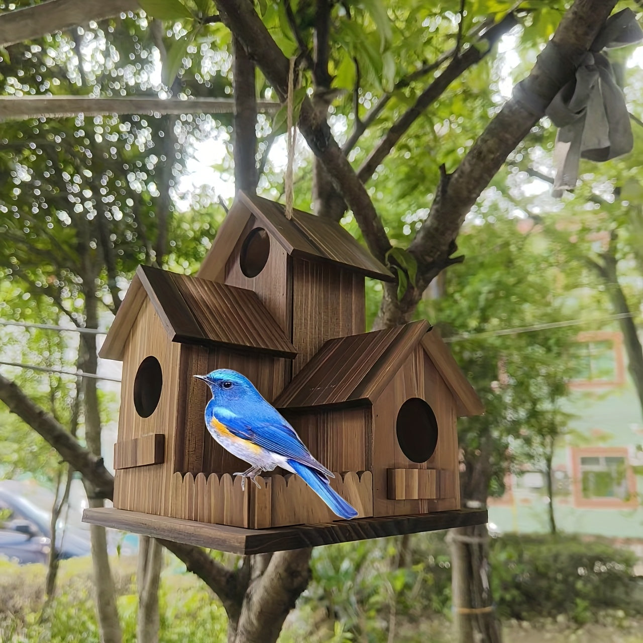Rustikales Holz Vogelhaus Mehrkammer Outdoor