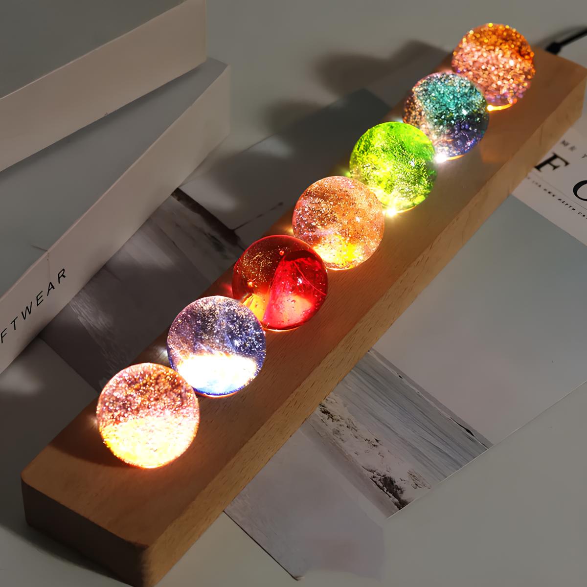 LED Tischlampe Holz Glas Farbwechsel