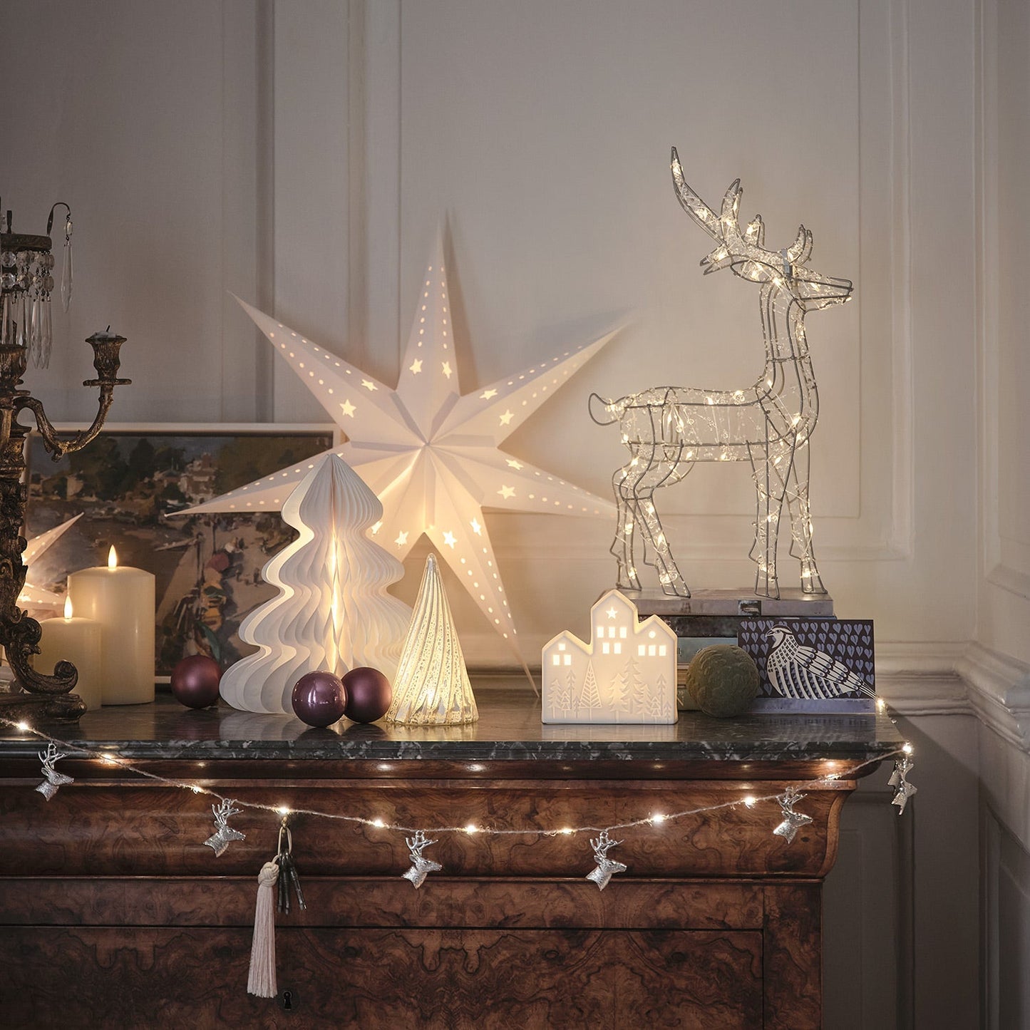 LED Papiersterne Weiß Weihnachtsdeko Innen