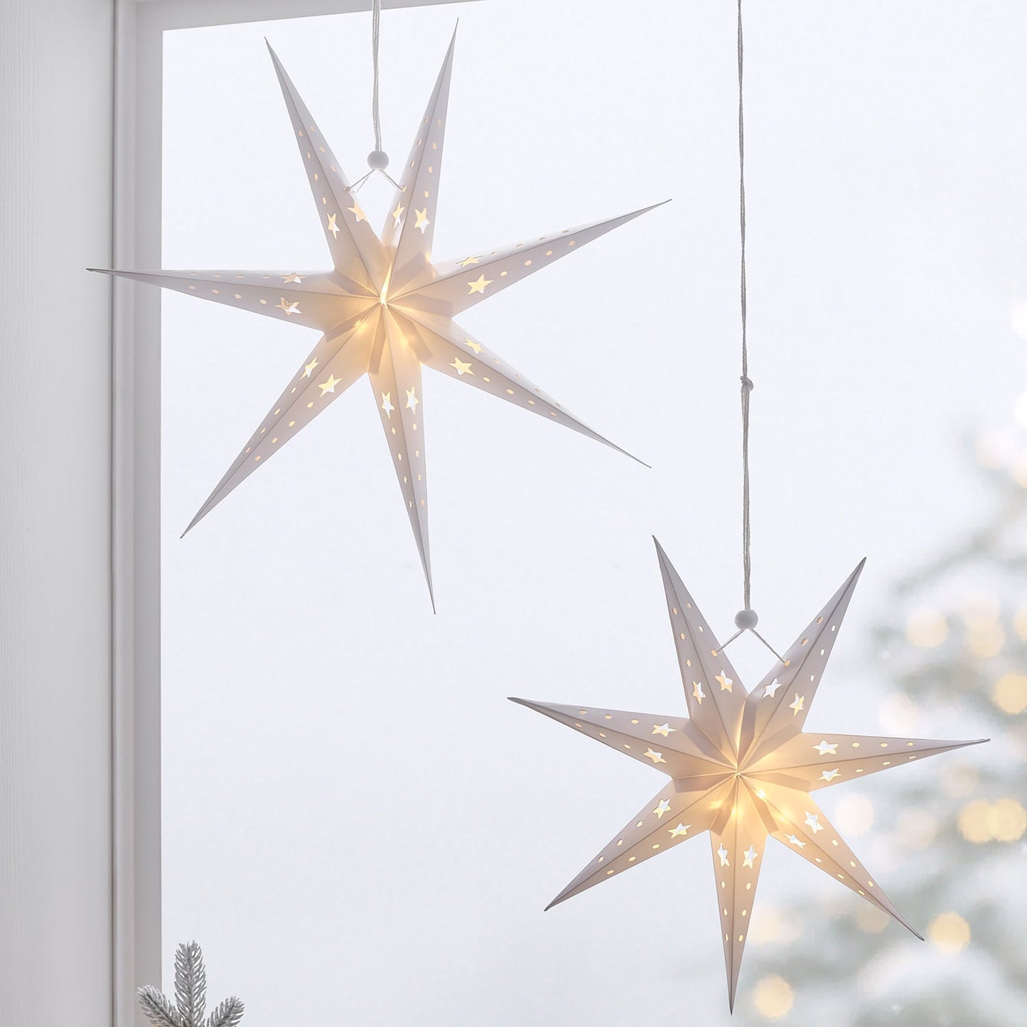 LED Papiersterne Weiß Weihnachtsdeko Innen