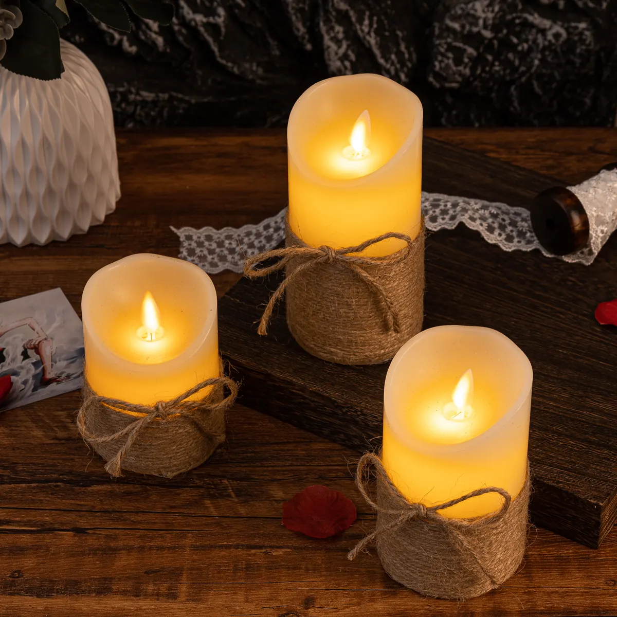 LED Stumpenkerzen Flammenlos Warmweiß Dekoration
