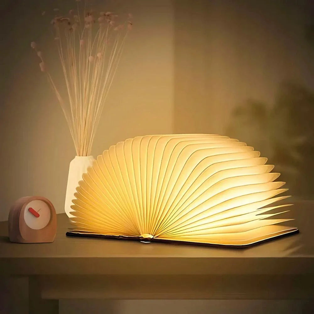 LED Faltbare Holz Tischlampe Warmweiß