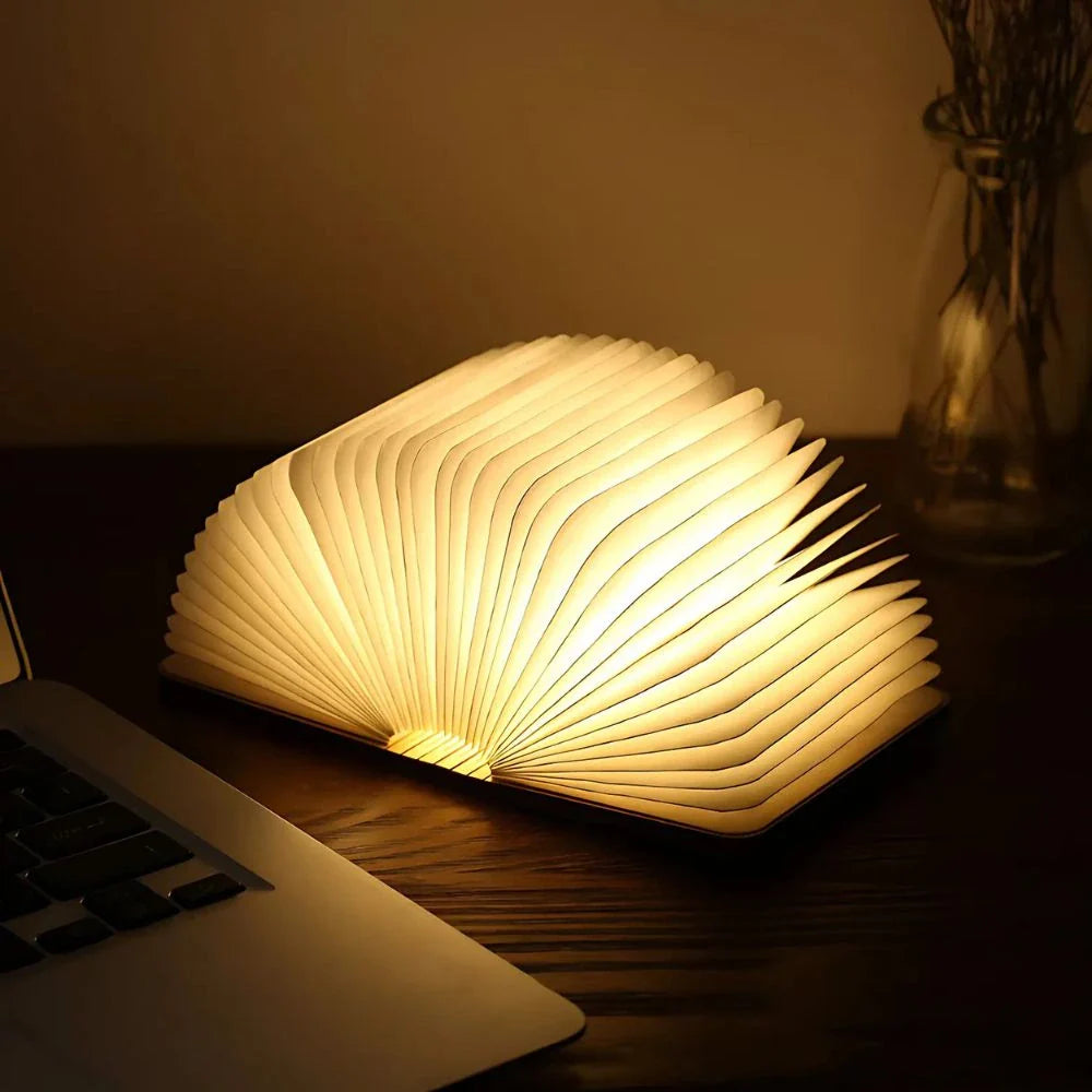 LED Faltbare Holz Tischlampe Warmweiß