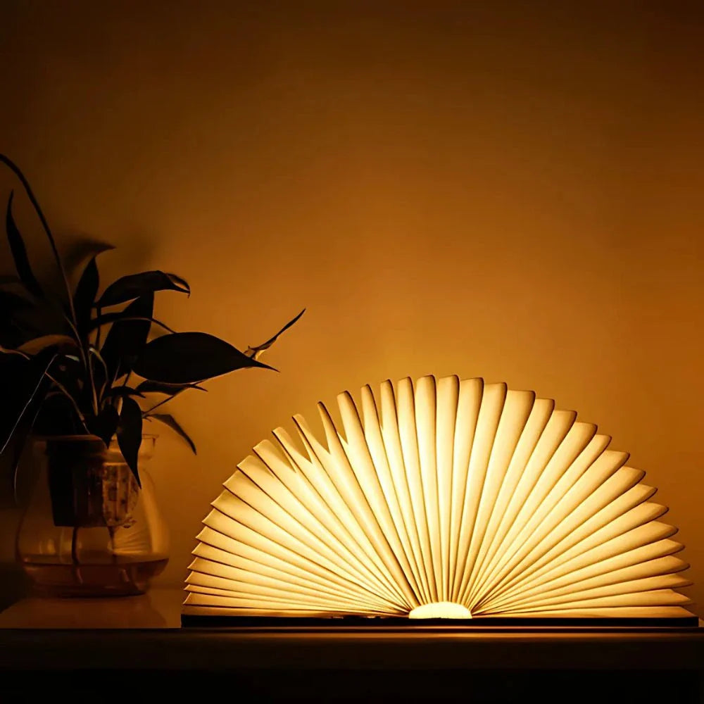 LED Faltbare Holz Tischlampe Warmweiß