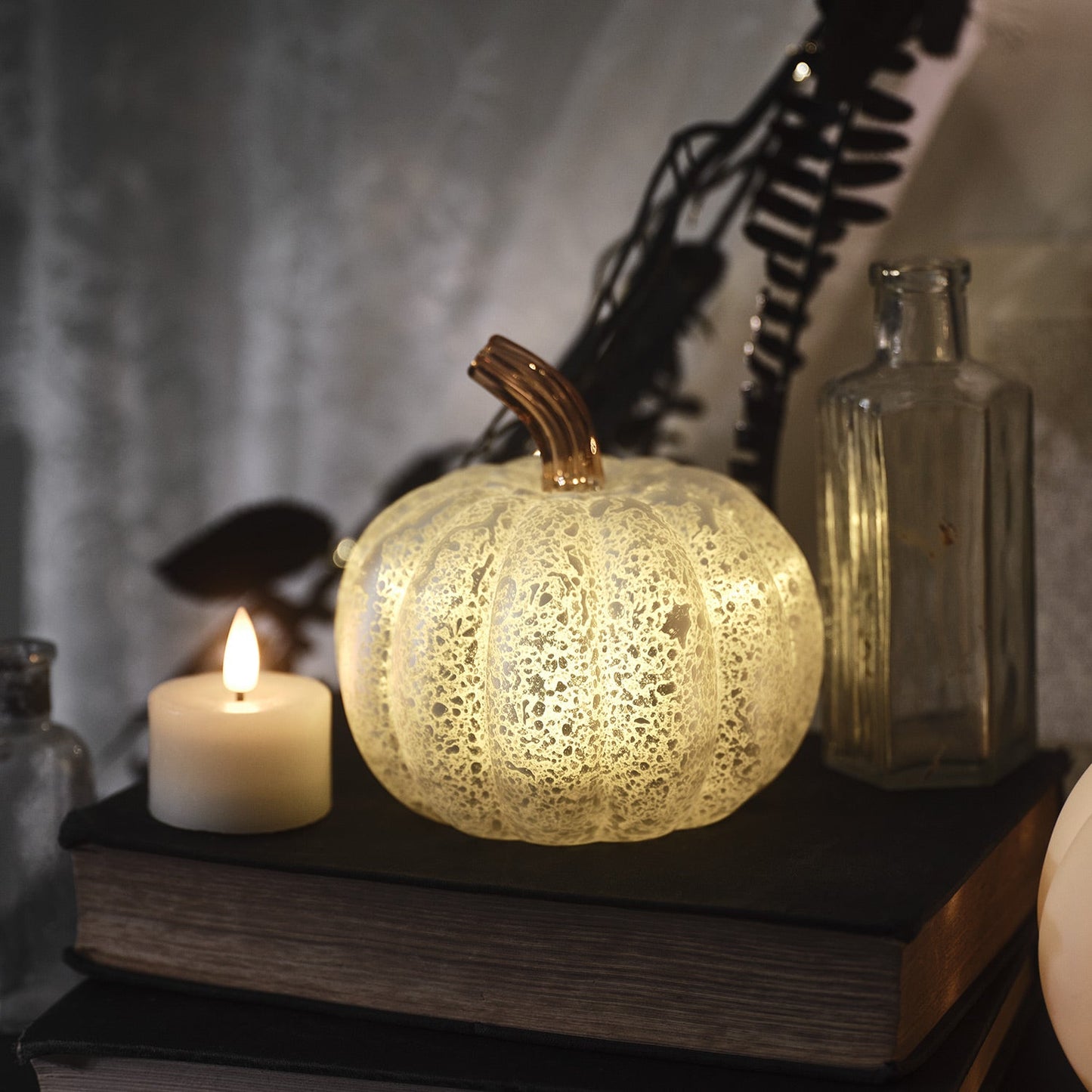 LED Kürbis Lampe Glas Herbstdeko