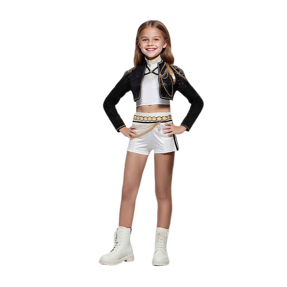Girls Sequin Halloween Costume | Crop Jacket Shorts - Image 6