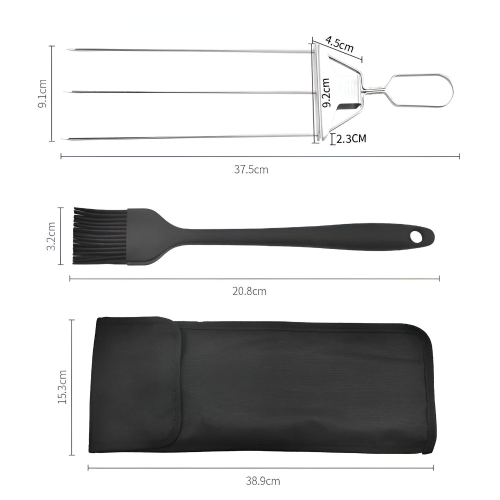Grillspieße Edelstahl Dreifach BBQ Set