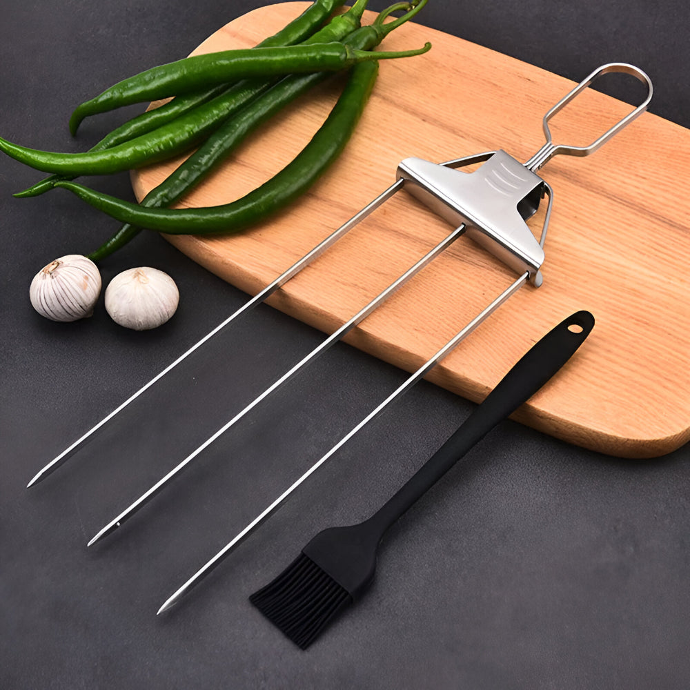 Grillspieße Edelstahl Dreifach BBQ Set