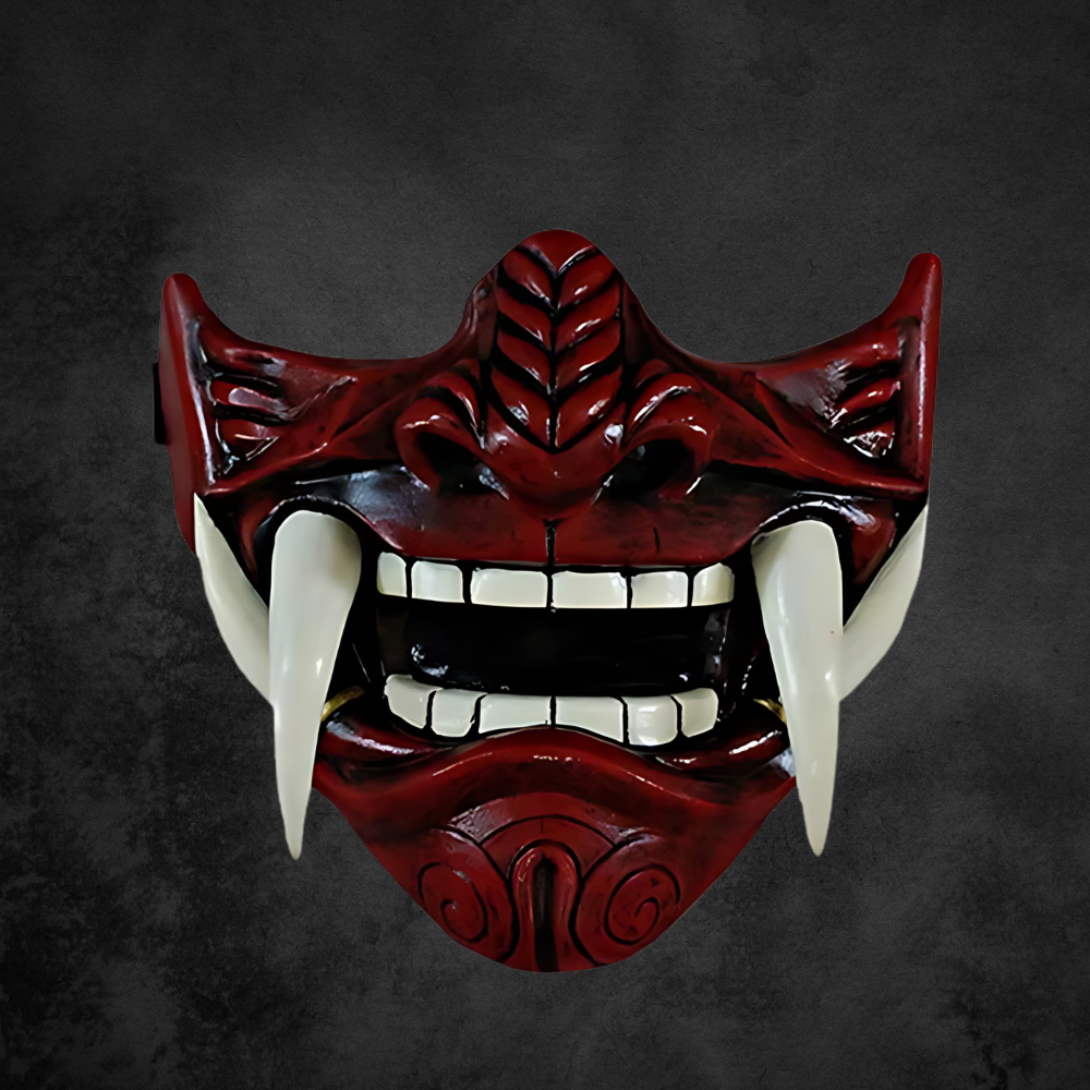 Halbe Oni Maske - Dämonisches Samurai Design - Image 1