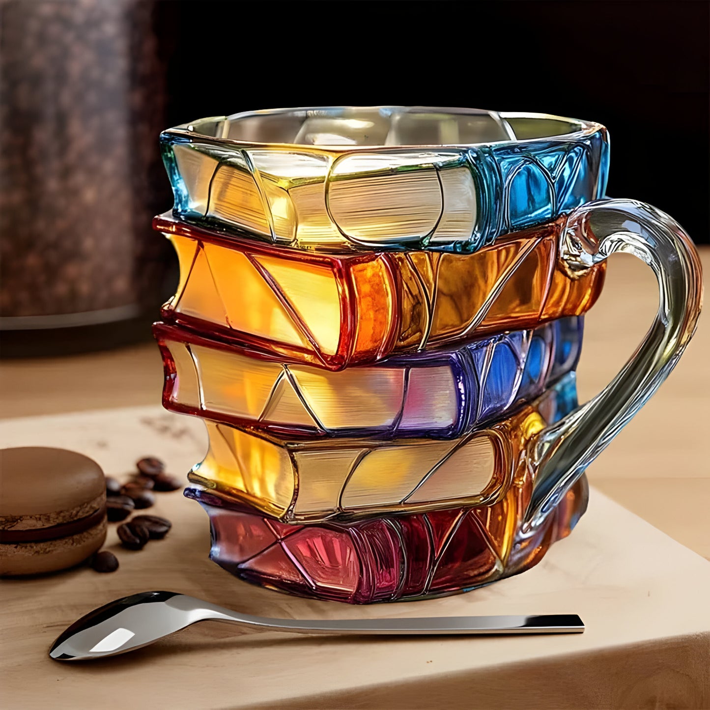 Glas Becher Buntes 3D Buch Design
