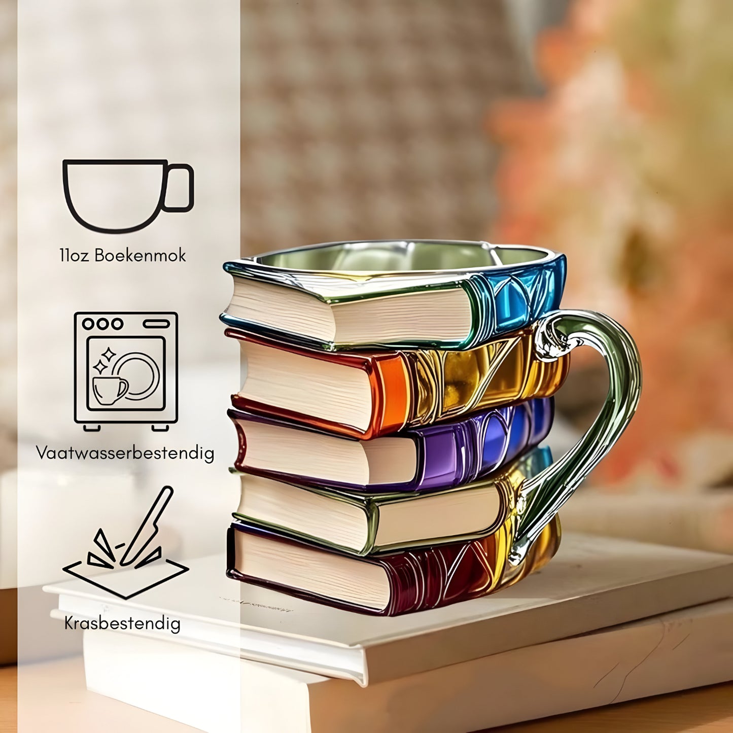 Glas Becher Buntes 3D Buch Design