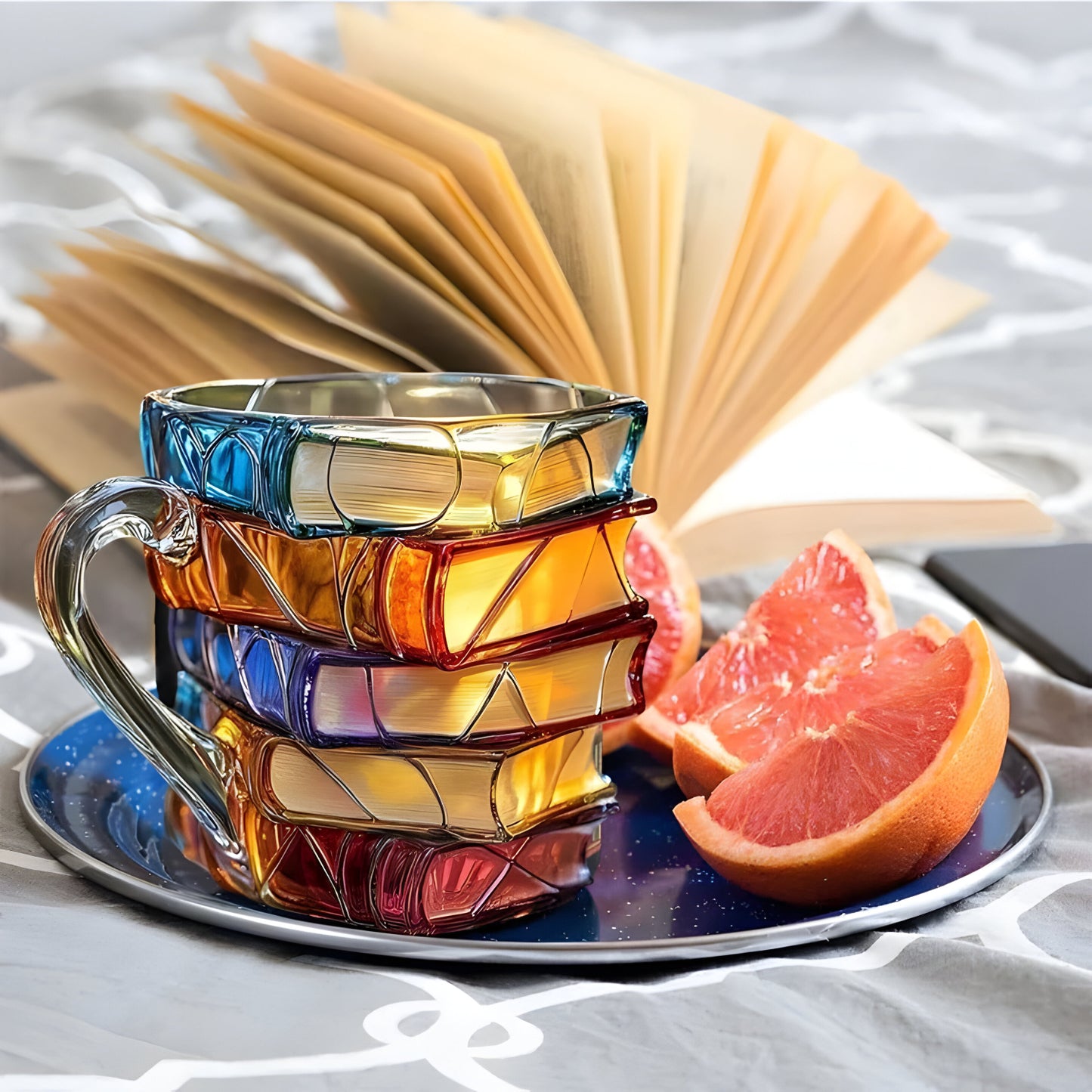 Glas Becher Buntes 3D Buch Design