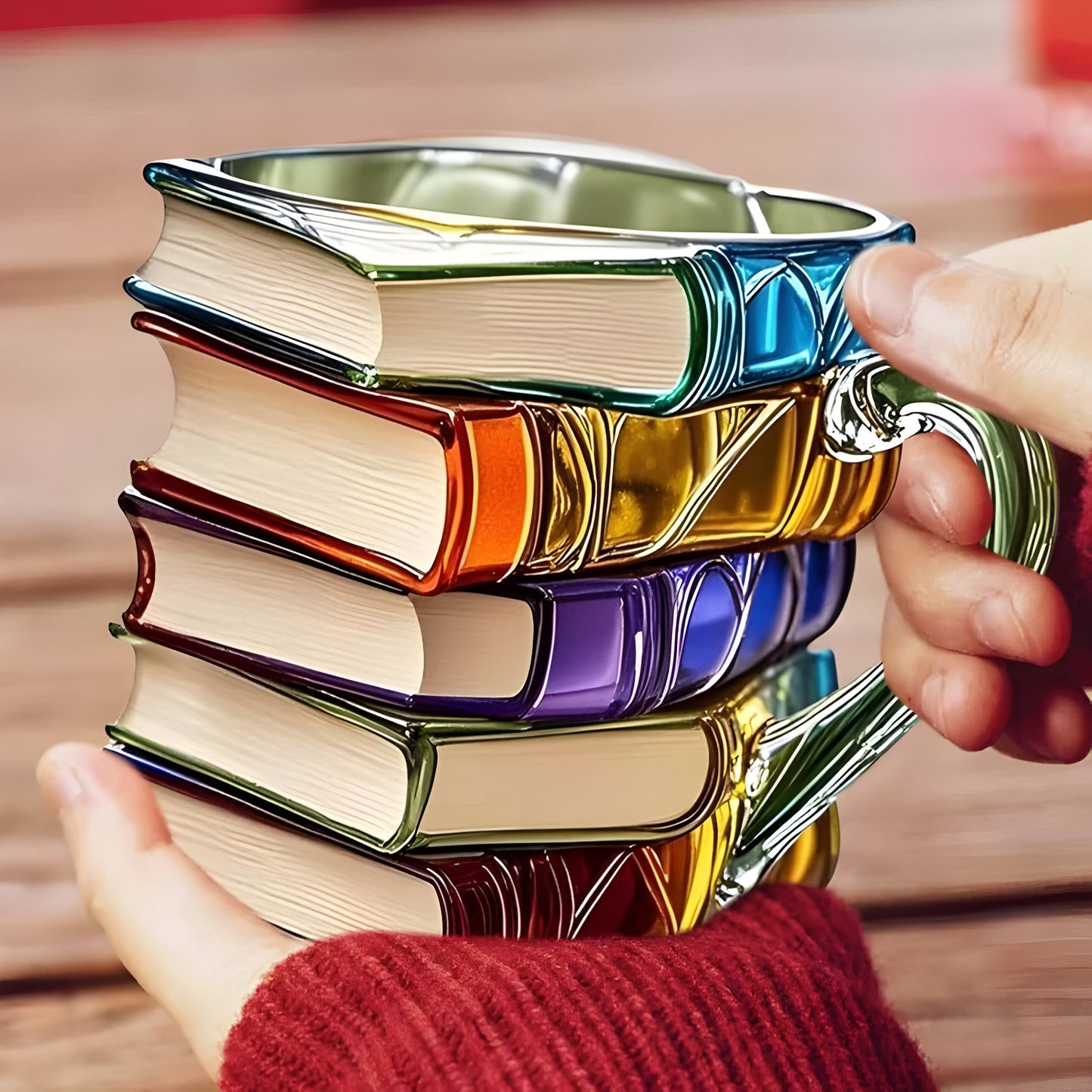 Glas Becher Buntes 3D Buch Design