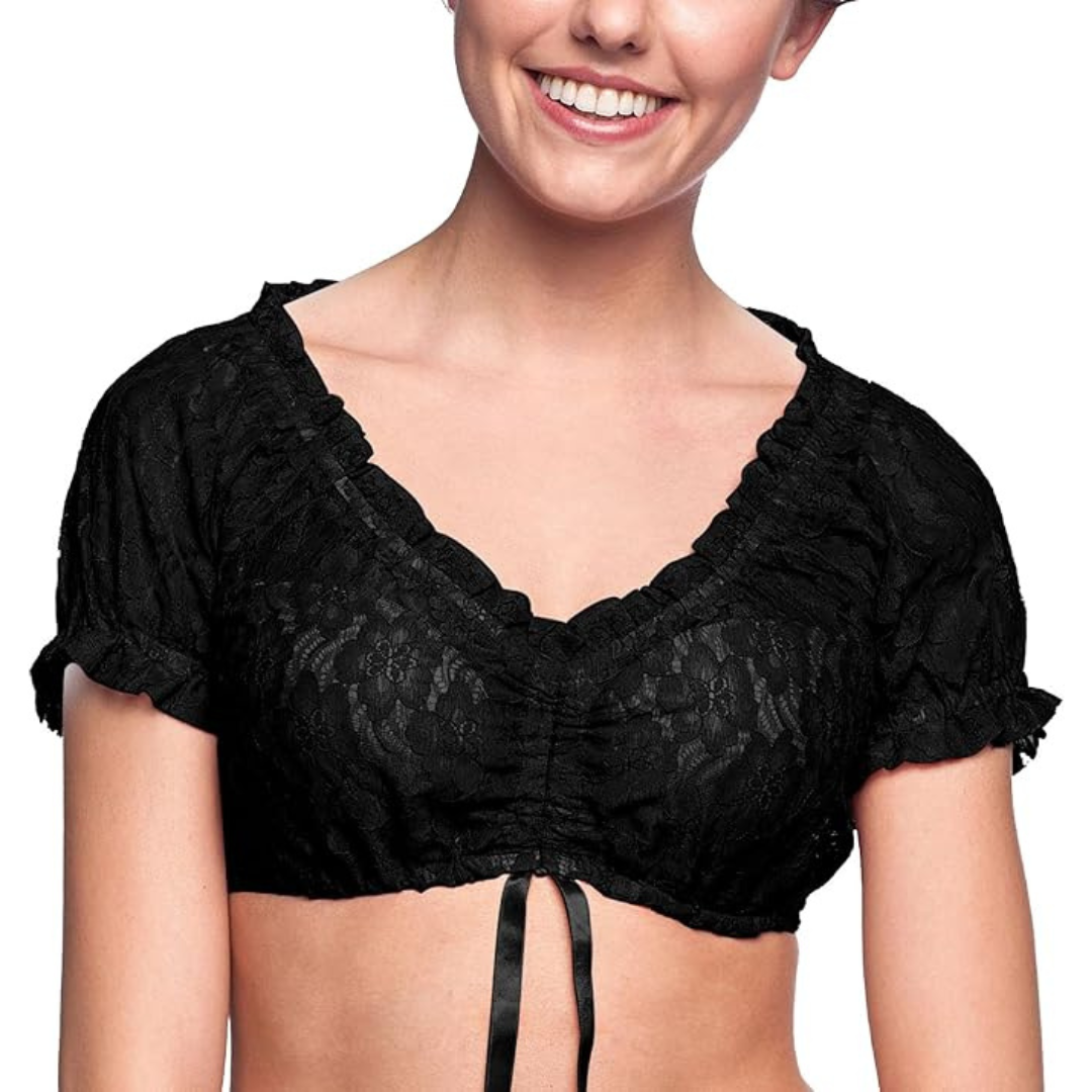 Damen Oktoberfest Dirndl Bluse 2025 Kurz Gerüscht