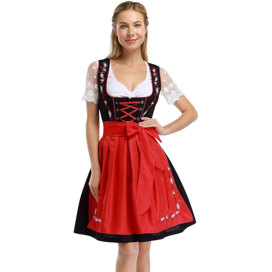 Damen Oktoberfest Dirndl Kleid | Kurz Bestickt