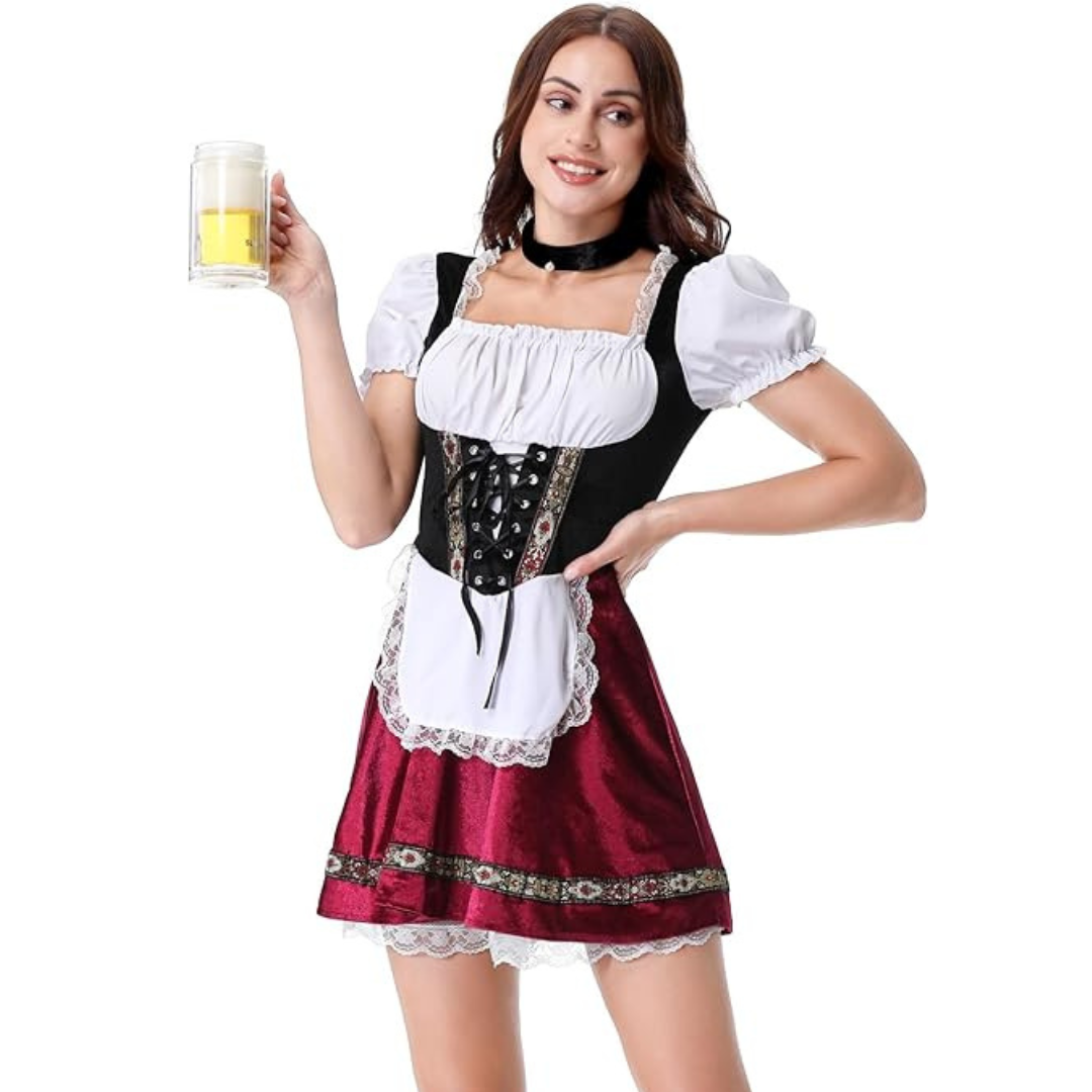 Damen Oktoberfest Dirndl Outfit | Kurz Ärmelbluse