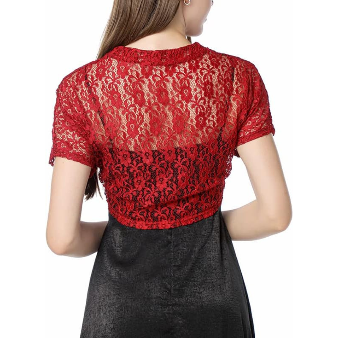 Damen Oktoberfest Dirndl Bluse | Kurzarm Spitze