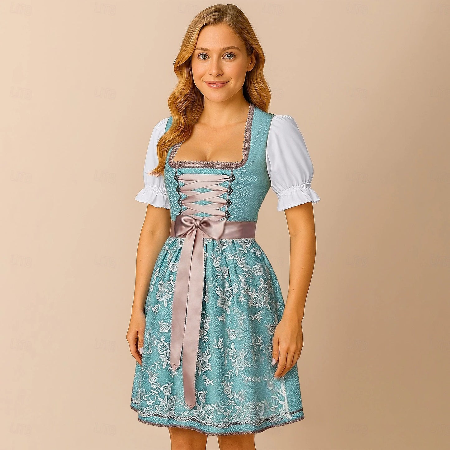 Damen Oktoberfest Dirndl Kleid 2025 | Kurz Ärmellos