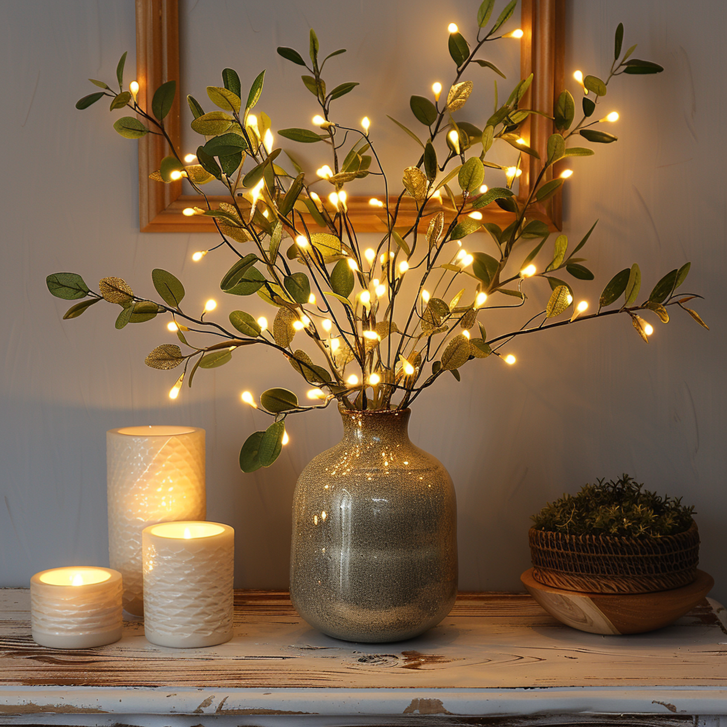 LED Deko Zweige Warmweiß Vase Beleuchtung