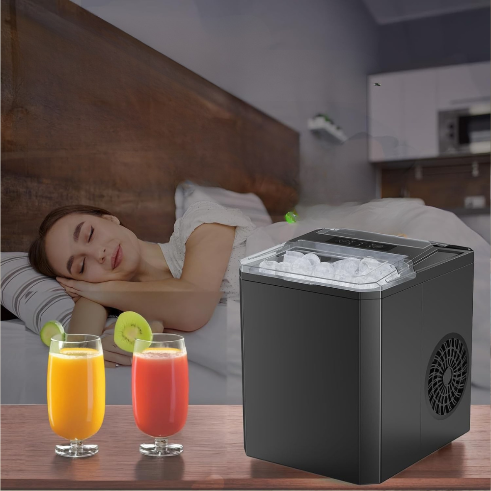 Eiswürfelmaschine Kompakt Schwarz für Küche & Büro