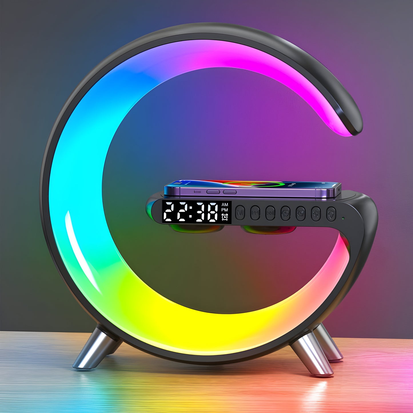 Kabelloses Ladegerät mit LED Uhr und Licht