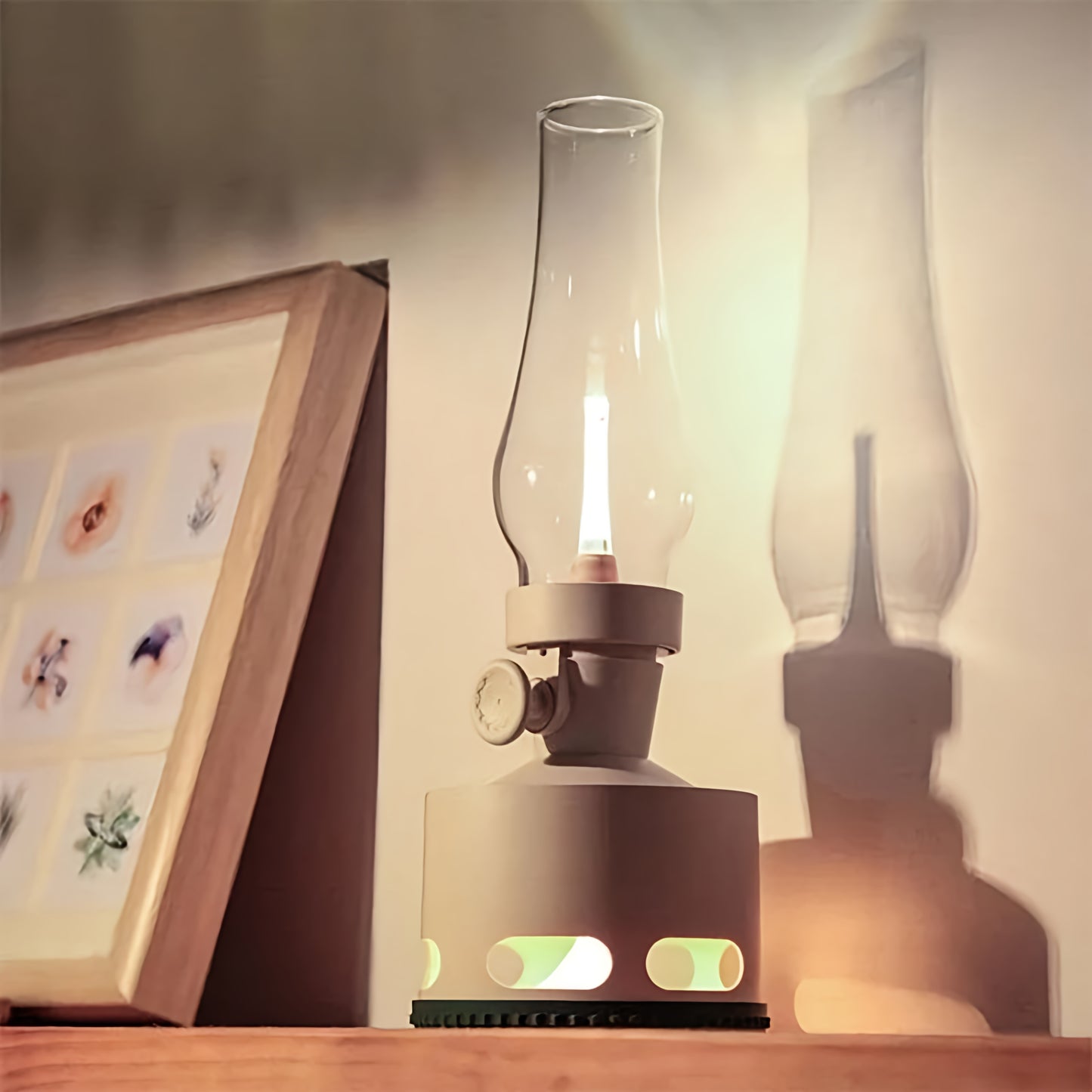 LED Tischlampe Retro Laterne Glas Nostalgisch
