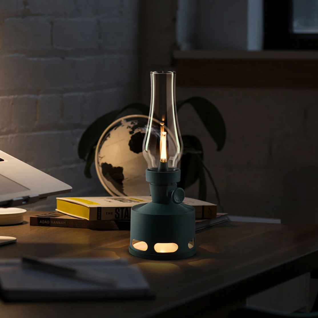 LED Tischlampe Retro Laterne Glas Nostalgisch