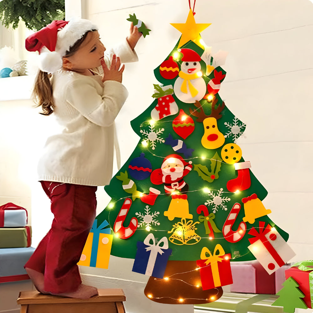Weihnachtsbaum Filz Kinder Deko mit Lichtern