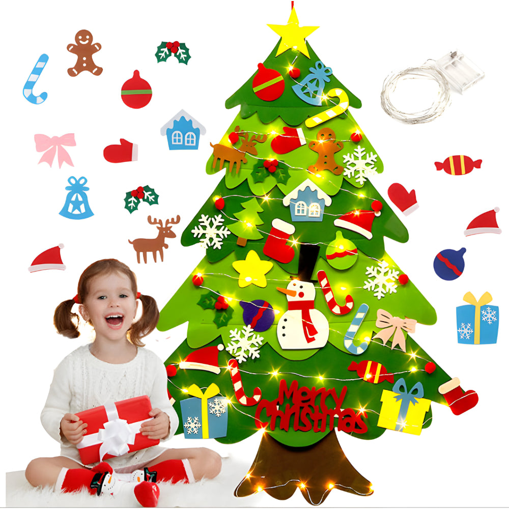 Weihnachtsbaum Filz Kinder Deko mit Lichtern