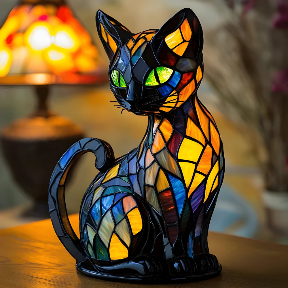 Tiffany Glas Katzenlampe Dekorative Tischleuchte