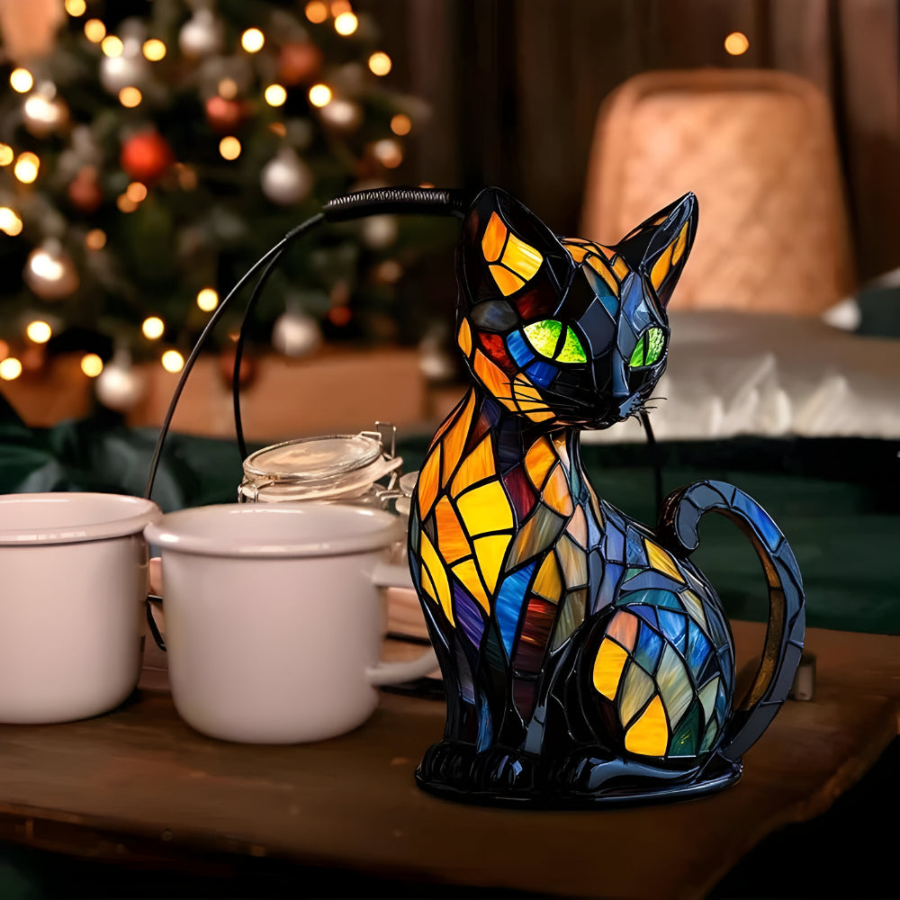 Tiffany Glas Katzenlampe Dekorative Tischleuchte