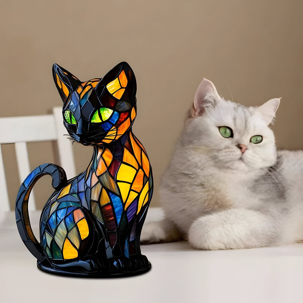 Tiffany Glas Katzenlampe Dekorative Tischleuchte