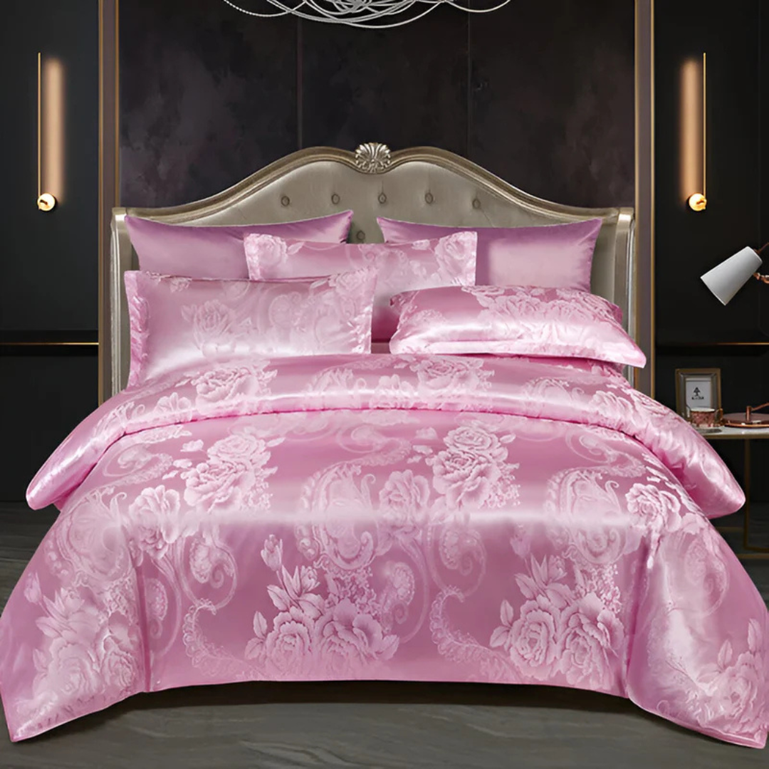 Luxuriöses Satin Bettwäsche Set Blumenmuster - Image 6