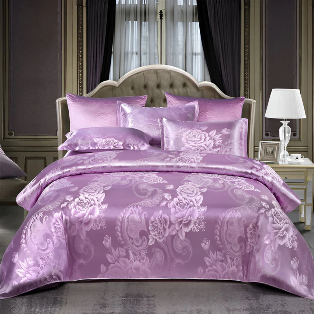 Luxuriöses Satin Bettwäsche Set Blumenmuster - Image 8