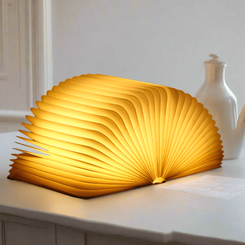 LED Tischlampe Holz Faltbares Buch Licht