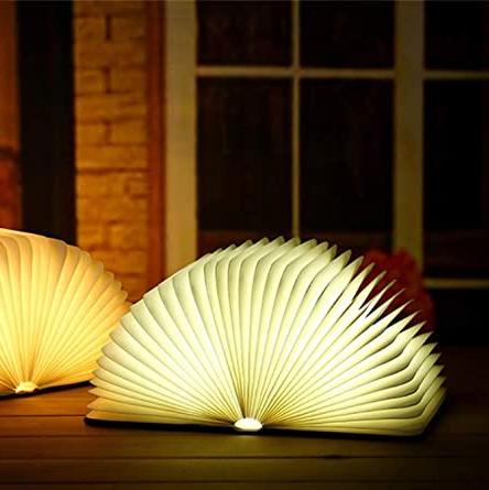 LED Tischlampe Holz Faltbares Buch Licht