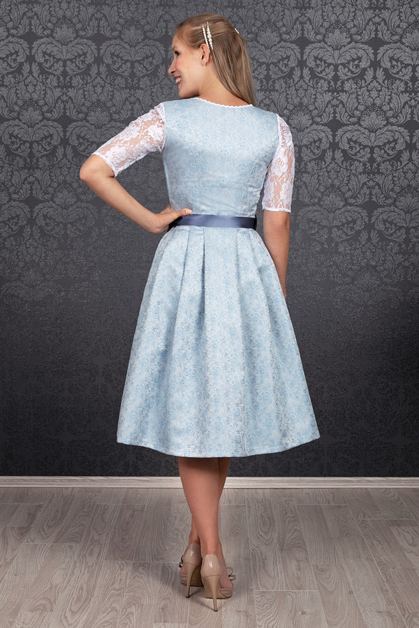 Damen Oktoberfest Hochgeschlossenes Dirndl Kleid | Langarm, Midi