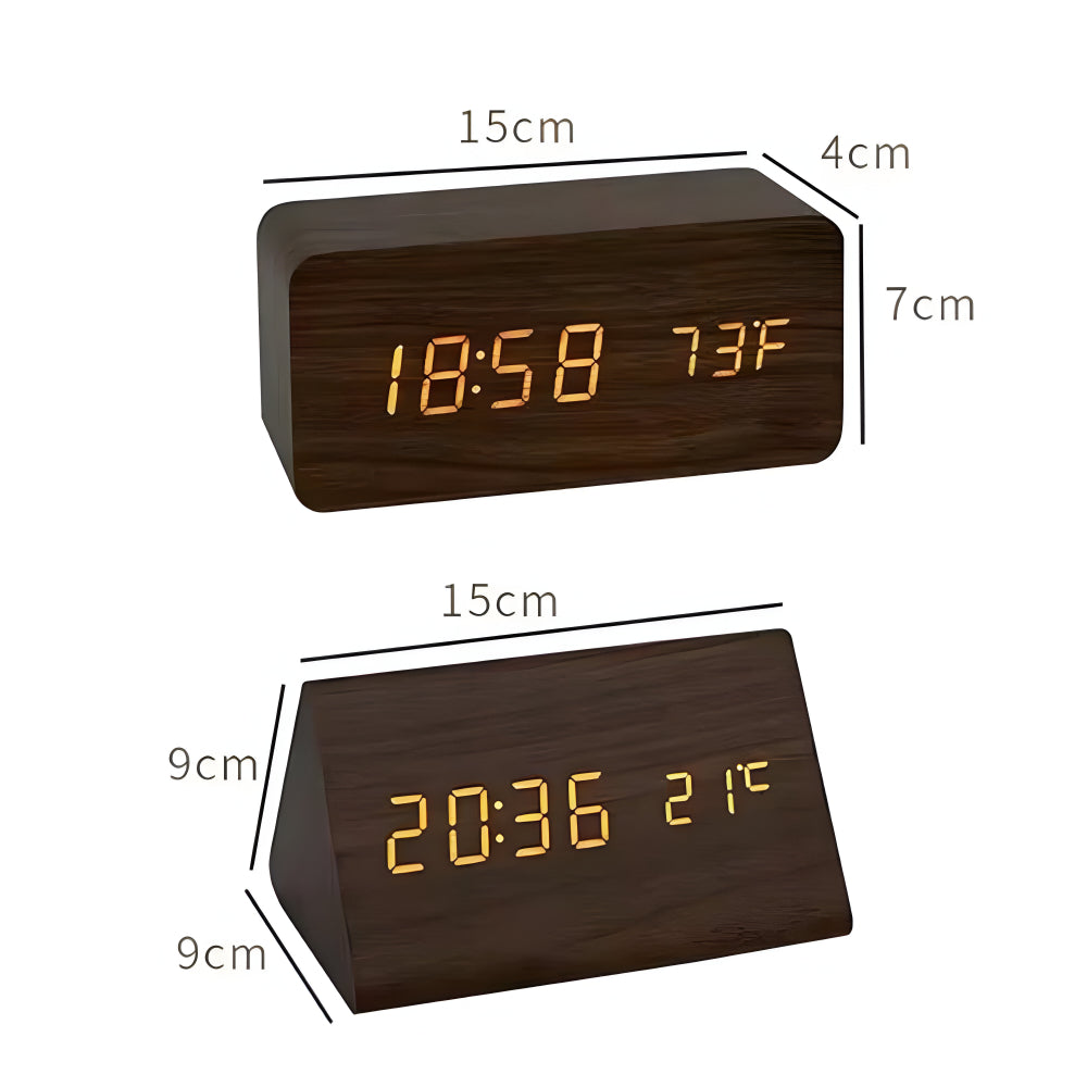 Digitale LED Uhr Holz Modern Wecker