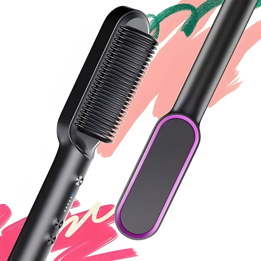 Haarglätter Bürste Schwarz Ionen Styling