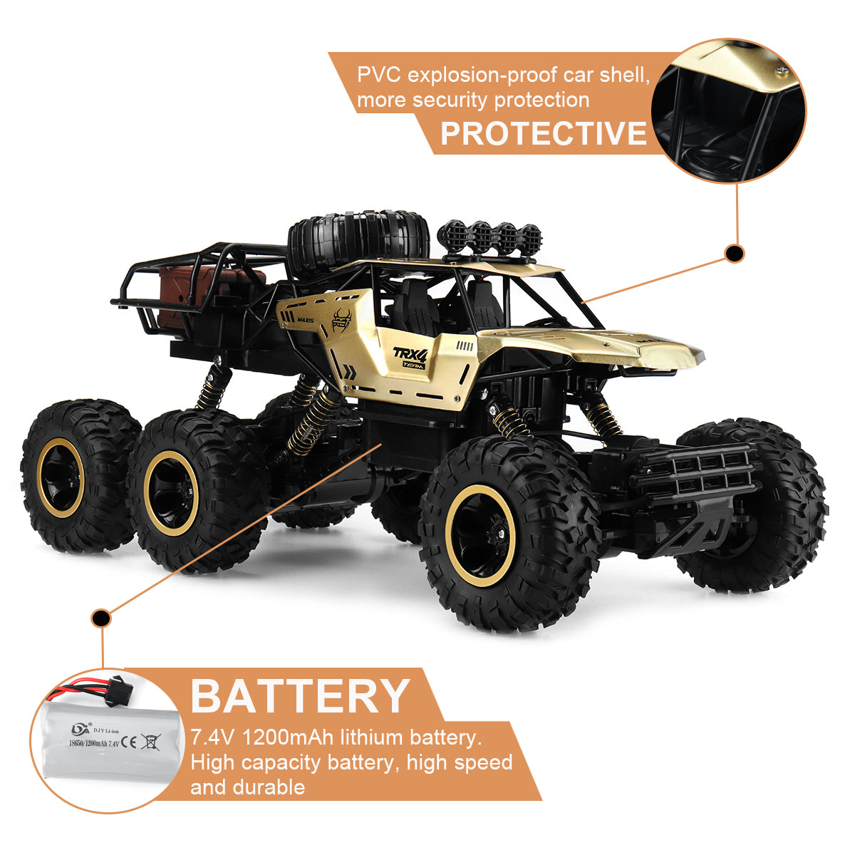 Ferngesteuertes Auto Offroad 6WD Metalltruck