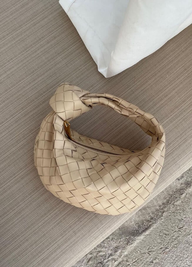 Handtasche Damen Geflochten Veganleder Schwarz