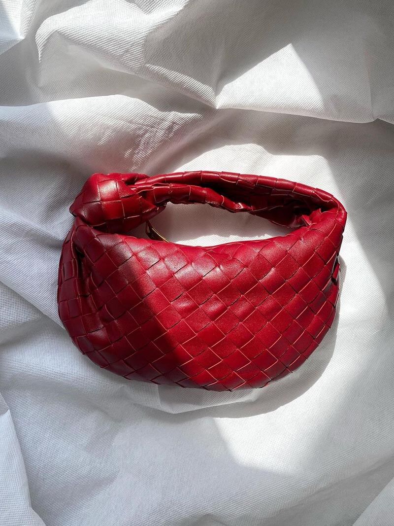 Handtasche Damen Geflochten Veganleder Schwarz