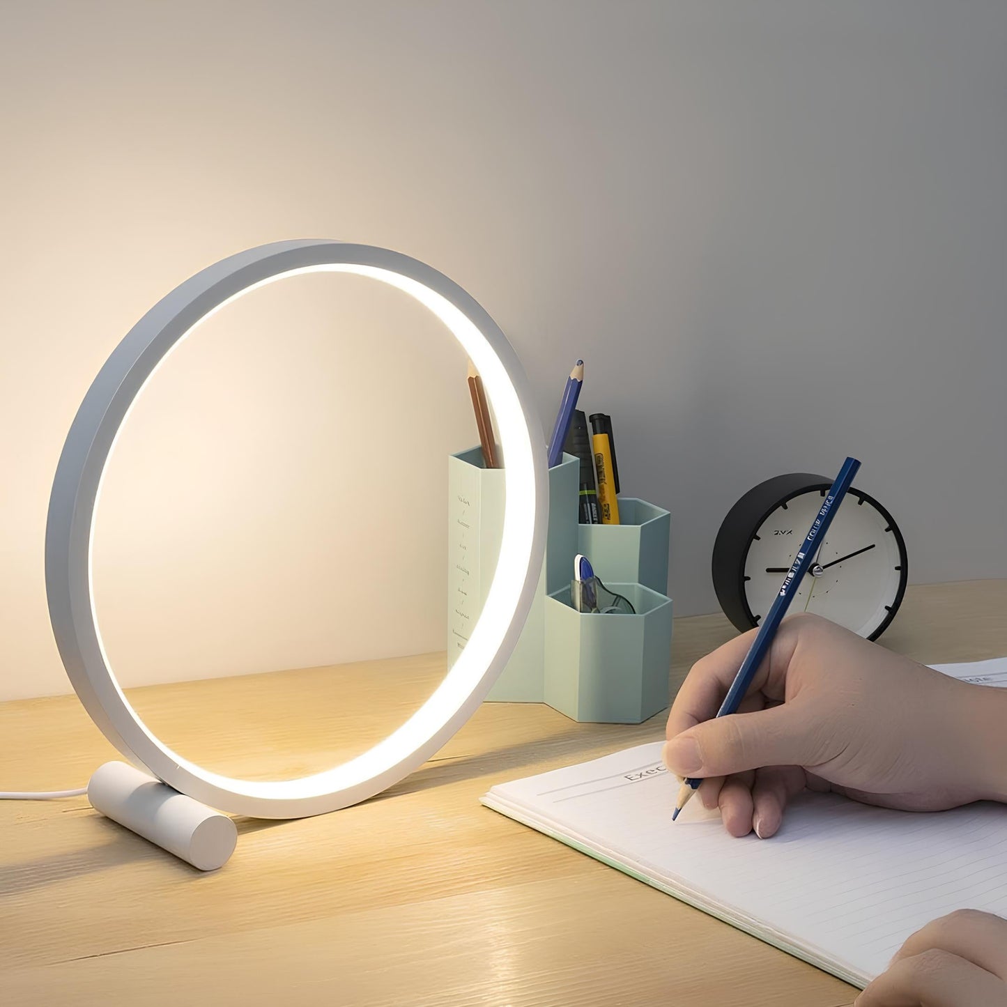 LED Tischlampe modern rund dimmbar Aluminium