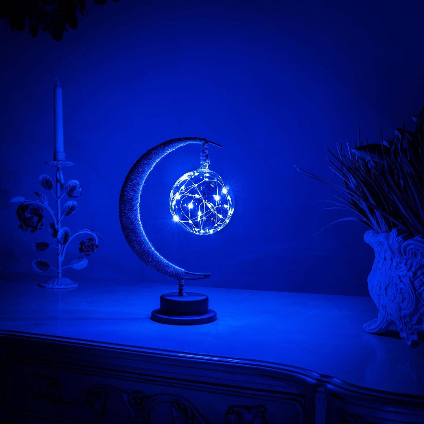 LED Tischlampe Mondlicht Glas Dekoleuchte